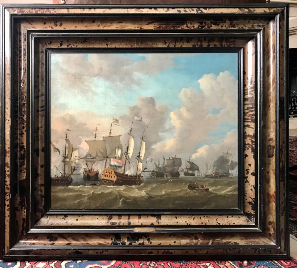 dutch ships in a sea battle c1690 follower of abraham storck